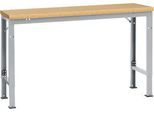 Manuflex Grundtisch UNIVERSAL Spezial, 1500 x 800 mm, Multiplex natur, alusilber