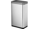 EKO Sensor-Abfalleimer Mirage X, 80 Liter, Edelstahl matt, fingerabdruckfest, B 469 x T 278 x H 722 mm, silber/schwarz