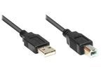 Anschlusskabel USB 2.0 Stecker A/B, 3 m, schwarz