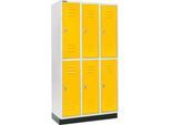 Schäfer Shop Select Kleiderspind, mit 3 x 2 Abteilen, 300 mm, mit Sockel, Zylinderschloss, Tür rapsgelb