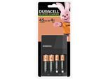 DURACELL CEF14 NiMH-Ladegerät, für AA- und AAA-Akkus, Auto-Abschaltung, inkl. je 2x Akkus, Mignon AA/Micro AAA