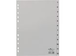 Durable Kunststoffregister, A4 hoch, Zahlen 1-12, grau