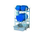 Fassregal Typ 400 Variante 2 CEMO, mit GFK-Auffangwanne und Fassauflage, L 990 x B 1280 x H 1620 mm