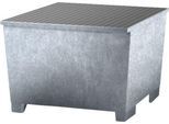 IBC-Station ASECOS, Stahl, mit Gitterrost u. Staplerschuhen, 1000 l Auffangvolumen, B 1350 x T 1300 x H 918 mm, verzinkt