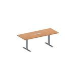 Schäfer Shop Genius Konferenztisch MODENA FLEX, 6-fach Anschluss, Rechteck, T-Fuß Rechteckrohr, B 2000 x T 800 x H 650-850 mm, Buche/weißalu