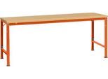 Manuflex Grundtisch UNIVERSAL Spezial, 2000 x 1000 mm, Multiplex natur, rotorange