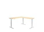 Winkelschreibtisch AERO FLEX, elektrisch höhenverstellbar, 90° Winkel, T-Fuß, B 2000 x T 2000 mm, Ahorn/weißalu + Memorypanel