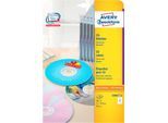 Avery Zweckform CD-Etiketten L6043-25 ClassicSize, geeignet für Inkjet-& Laserdrucker, blickdicht, Ø 117 mm, 50 Stück/25 A4-Bogen, FSC®-Papier, weiß