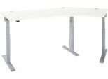 Schäfer Shop Select Winkelschreibtisch ERGO-T 2.0, elektrisch höhenverstellbar, 135° Winkel rechts, T-Fuß, B 2185 mm, weiß/weißalu
