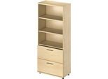 Schäfer Shop Genius Kombischrank TETRIS WOOD, 5 OH, H 1910 mm, 2 Hängeregistraturauszüge, Höhe inkl. Gleiter, Ahorn-Dekor