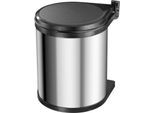 Abfallsammler Hailo Compact-Box M, 15 l, rund, Dreh-Kipp-Deckel, Edelstahl