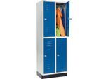 Schäfer Shop Select Kleiderspind, mit 2 x 2 Abteilen, 300 mm, mit Sockel, Zylinderschloss, Tür enzianblau