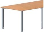 Schäfer Shop Genius Konferenztisch MODENA FLEX, Trapez, 4-Fuß Quadratrohr, B 1600 x T 800 x H 720-840 mm, Buche/weißaluminium RAL 9006