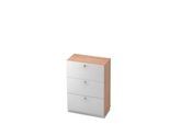 Hängeregistraturschrank, 3 OH, B 800 x T 420 mm, Nussbaum-Dekor/silber