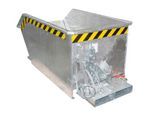 Bauer Kippbehälter GU-E 300, mit Siebblech & Ablasshahn, öl-/wasserdicht, staplertauglich, B 680 x T 1440 x H 580 mm, feuerverzinkt