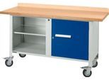 Mobile Werkbank Schäfer Shop Select PWi 150-1, Buche-Dekor Multiplexplatte, bis 400 kg, B 1500 x T 700 x H 840 mm