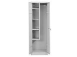 Putzmittelschrank, B 600 mm, 4 Böden, verkürzte Mitteltrennwand, abschließbar, lichtgrau RAL 7035/lichtgrau RAL 7035