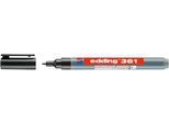 Whiteboardmarker Edding 361, Schreibfarbe Schwarz, Rundspitze, Strichstärke 1 mm, trocken abwischbar, mit Kappe und Clip, nachfüllbar, 10 Stück