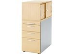 Schäfer Shop Genius Standcontainer mit Aufsatzschrank inkl. Schiebetür, komplett abschließbar, runder Griff, ahorn