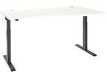 Schäfer Shop Select Schreibtisch ERGO-T 2.0, elektrisch höhenverstellbar, Freiform Ansatz rechts, T-Fuß, B 1800 x H 715-1205 mm, weiß/anthrazit