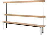 Schäfer Shop Select Sitzbank, für Umkleideräume, mit Rückwand, 10 Doppelhaken, B 1995 x T 310 x H 415 mm, schwarz