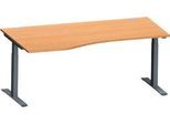 Schäfer Shop Genius Schreibtisch MODENA FLEX, Freiform links, T-Fuß Rechteckrohr, B 1800 x T 1000/800 x H 650-850 mm, Buche/anthrazit