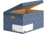 Klappdeckelbox Maxi BANKERS BOX® Décor, FSC®-zertifizierter Karton, L 570 x B 367 x H 291 mm, für DIN A4 Formate, schieferblau, 5 Stück