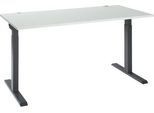 Schäfer Shop Select Schreibtisch ERGO-T 2.0, Rechteck, T-Fuß, B 1600 x T 800 x H 675-895 mm, lichtgrau/anthrazit