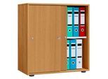 Schiebetürenschrank, aus Holz, abschließbar, 2 OH, B 700 x T 400 x H 740 mm, Buche-Dekor