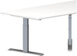 Schäfer Shop Genius Konferenztisch MODENA FLEX, Trapez, T-Fuß Rechteckrohr, B 1600 x T 800 x H 650-850 mm, weiß/weißaluminium RAL 9006