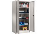 Schäfer Shop Select Materialschrank MSI 2509 S, verstärkte Ausführung, bis 100 kg/Fachboden, B 950 x T 500 x H 1935 mm, lichtgrau/lichtgrau