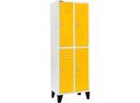 Schäfer Shop Select Kleiderspind, mit 2 x 2 Abteilen, 300 mm, mit Füßen, Zylinderschloss, Tür rapsgelb