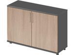 Schäfer Shop Genius Flügeltürenschrank TETRIS WOOD, 2 OH, Höhe inkl. Gleiter, B 1200 mm, graphit/Eiche