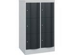 C+P Schließfachschrank Resisto, 2 Abteile, 6 Fächer, B 772 x T 640 x H 1255 mm, Anthrazitgrau/Lichtgrau