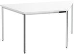 Konferenztisch, bis 6 Personen, Trapez, 4-Fuß Quadratrohr, B 1600 x T 800 x H 720 mm, weiß/chromsilber