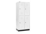 Schäfer Shop Select Kleiderspind, mit 2 x 2 Abteilen, 400 mm, mit Sockel, Zylinderschloss, Tür lichtgrau