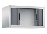 C + P Rollladenschrank Omnispace, abschließbar, B 800 x T 420 x H 450 mm, Stahl/Kunststoff, lichtgrau/schwarzgrau