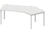 Schäfer Shop Genius Winkelschreibtisch MODENA FLEX 135°, Ansatz rechts, lichtgrau/weißaluminium