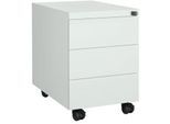 Schäfer Shop Pure Rollcontainer, 3 Schübe, seitliche Griffnut, B 390 x T 590 x H 550 mm, Stahl lichtgrau, abschließbar