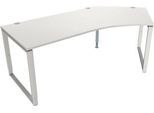 Schäfer Shop Genius Winkelschreibtisch MODENA FLEX, 135°, Bügelfuß, Ansatz rechts, B, B 2165 mm, lichtgrau