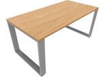 Schreibtisch QUANDOS BOX, Kufengestell, Rechteck, B 1600 x T 800 x H 720 - 820 mm, Eiche Masonic