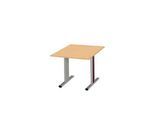 Schäfer Shop Select Besprechungstisch Planova Basic, Quadrat, T-Fuß, B 1000 x T 1000 x H 717 mm, Buche/weißaluminium RAL 9006