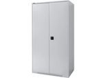 Schäfer Shop Genius Flügeltürenschrank FS, Stahl, mit Belüftungslöchern, B 1055 x T 620 x H 1950 mm, 5 OH, Weißalu/Weißalu, bis 500 kg