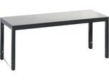 Umkleidebank Basic Plus, für Feuchträume, ohne Rückenlehne, 4-Fußgestell schwarzgrau RAL 7021, ohne Schuhrost, B 1000 mm, Dekor silbergrau
