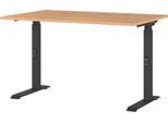 Schreibtisch Agenda Home, mechanisch höhenverstellbar, B 1200 x T 800 x H 680-910 mm, Grandson-Eiche/Schwarz