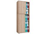 Schiebetürenschrank, aus Holz, abschließbar, 5 OH, B 700 x T 400 x H 1780 mm, Sonoma Eiche Dekor