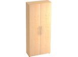 Schrank TARA, 5 Ordnerhöhen, Flügeltüren, 1 fester Zwischenboden, 3 Fachböden, B 800 x T 330 x H 1880 mm, Ahorn-Dekor