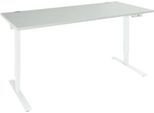 Schäfer Shop Genius Schreibtisch AERO FLEX, elektrisch höhenverstellbar, Rechteck, T-Fuß, B 1800 mm, lichtgrau/weißalu + Memorypanel