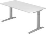 Schreibtisch TOPAS LINE, manuell höheneinstellbar, B 1600 mm, lichtgrau/silber/silber