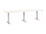 Schäfer Shop Select Konferenztisch ERGO-T 2.0 Big, bis 8 Personen, elektrisch höhenverstellbar, Tonne, T-Fuß, B 2800 mm, weiß/weißalu